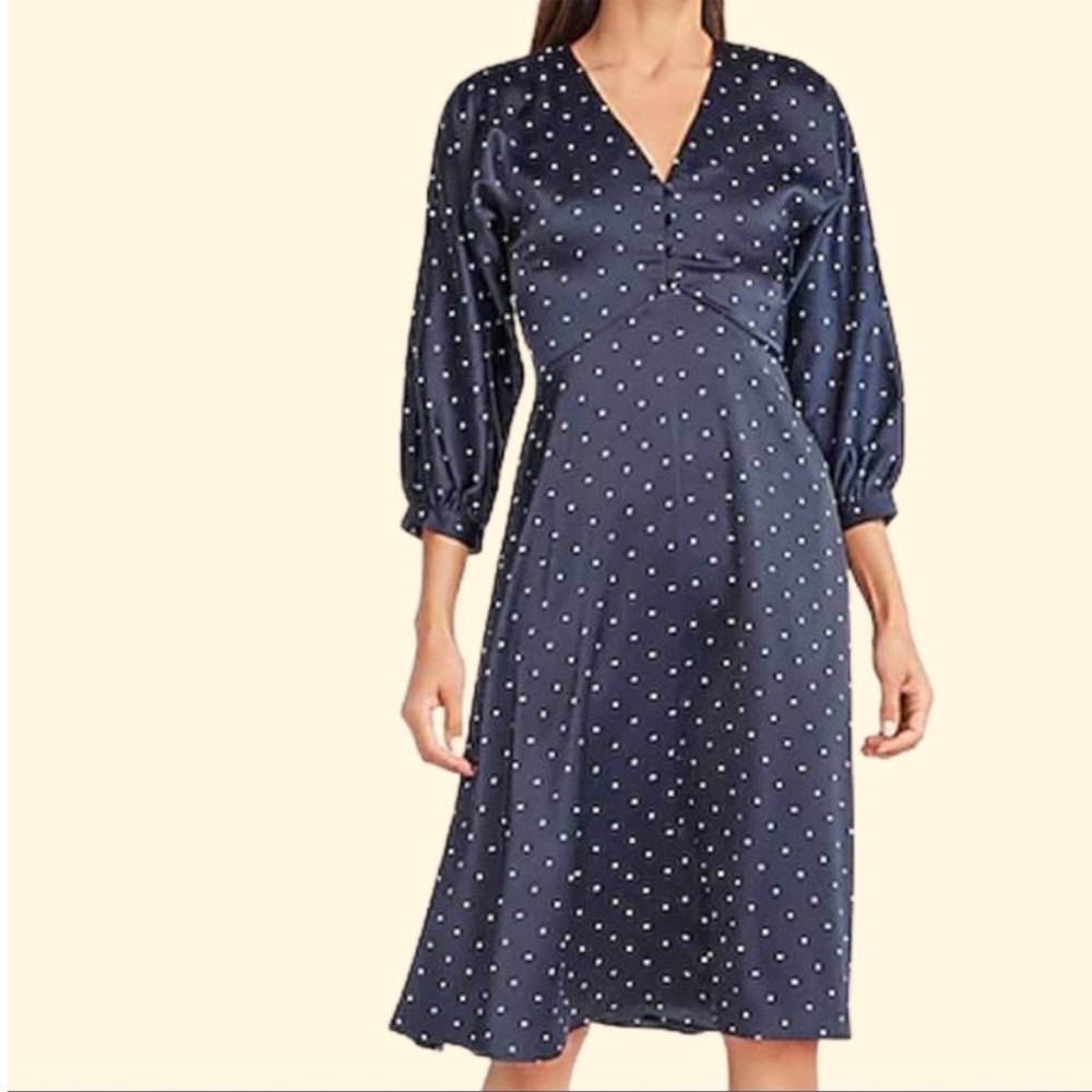 Express Blue A-Line Dress with Bishop Sleeves